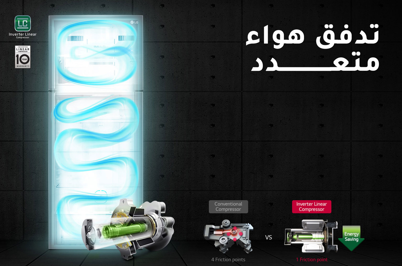 إل جي ثلاجة بفريزر علوي 18 قدم مكعب - بابين - أبيض 2 تبريد أقوى مع ثلاجة إل جي 18 قدم مكعب