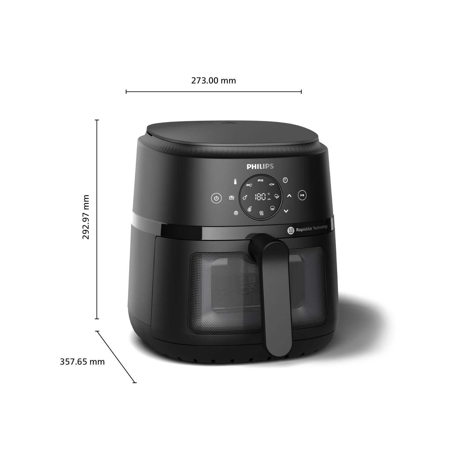 Philips Airfryer 2000 Series - 4.2L, 1500W, Rapid Air Technology, Touchscreen, Cooking Window, Connected to HomeID App, Black - NA220/00 6 air fryer na220 00 6