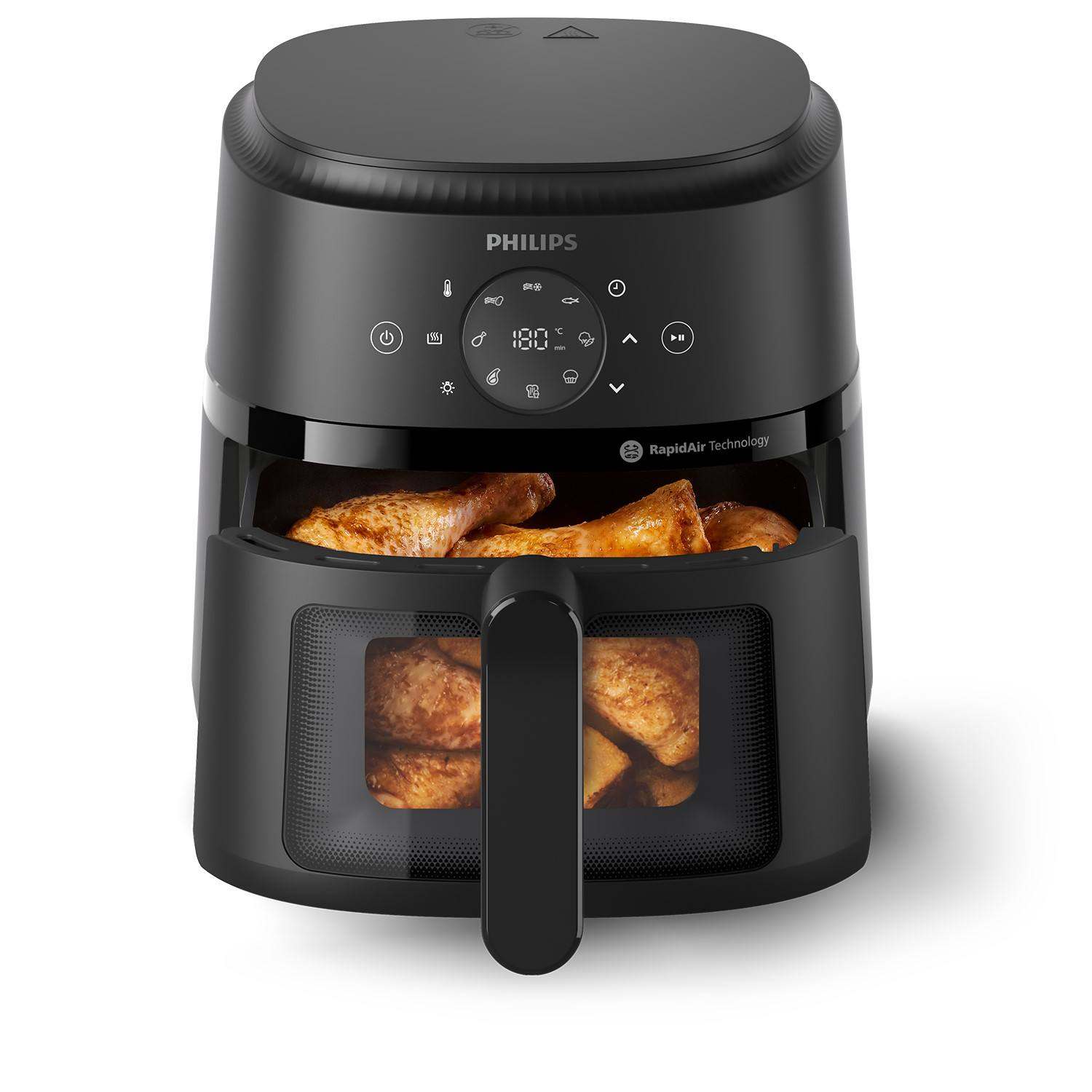 Philips Airfryer 2000 Series - 4.2L, 1500W, Rapid Air Technology, Touchscreen, Cooking Window, Connected to HomeID App, Black - NA220/00 7 air fryer na220 00 7