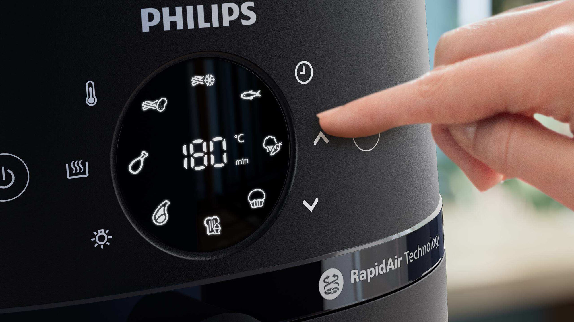 Philips Airfryer 2000 Series - 4.2L, 1500W, Rapid Air Technology, Touchscreen, Cooking Window, Connected to HomeID App, Black - NA220/00 9 air fryer na220 00 9