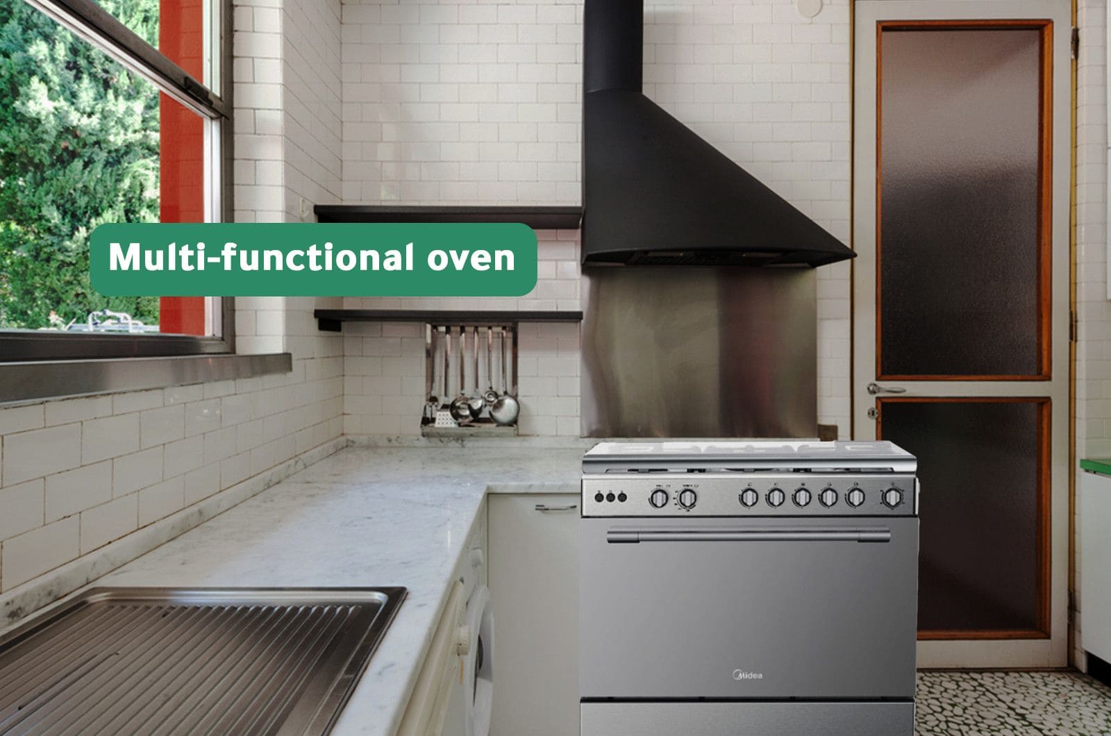 Midea Gas Cooker Stainless Steel - 115 L - 5 Burners - Grey - 36LMG5G022 1 36LMG5G022ENG 1