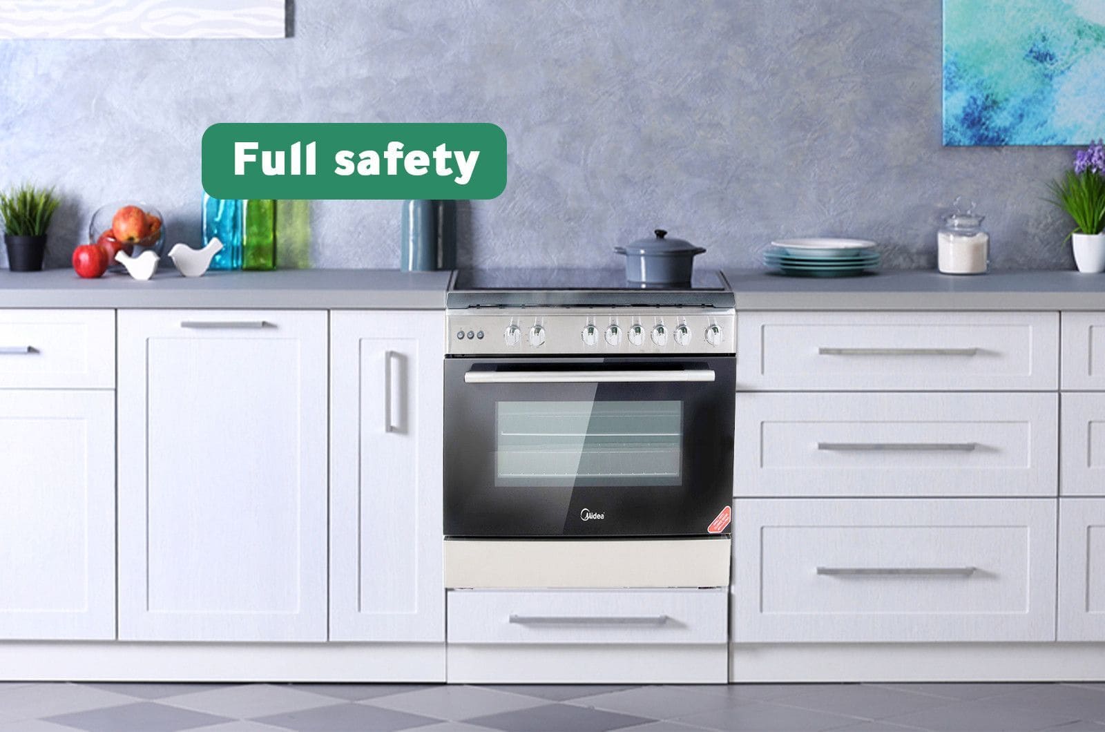 Midea Gas Cooker Stainless Steel - 115 L - 5 Burners - Grey - 36LMG5G030 3 36LMG5G030ENG 3