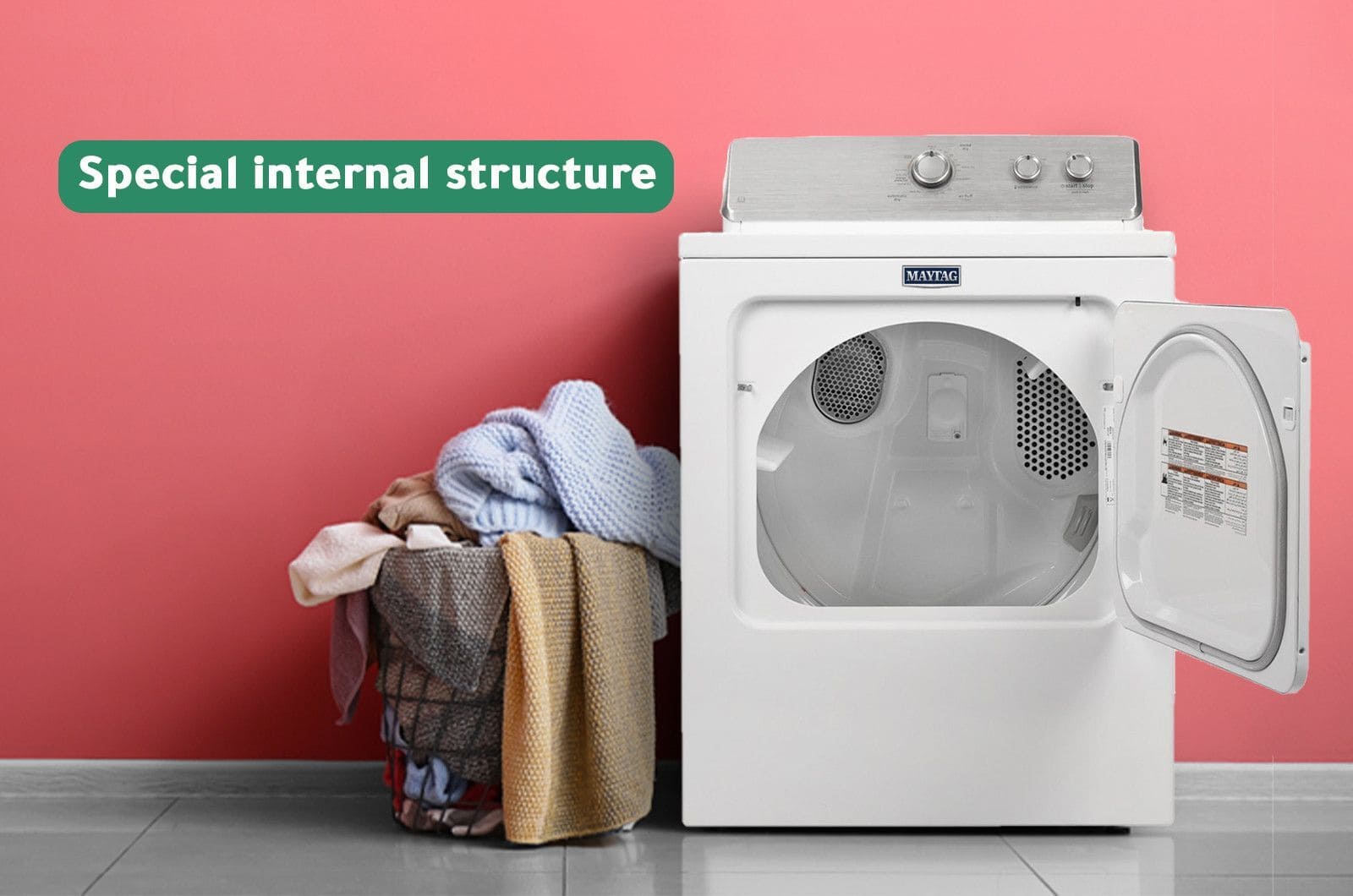 Maytag Dryer Front Load - Air Vented - 7 Kg Drying - 15 Programs - White - 4KMEDC420JW 1 4KMEDC420JWeng 1