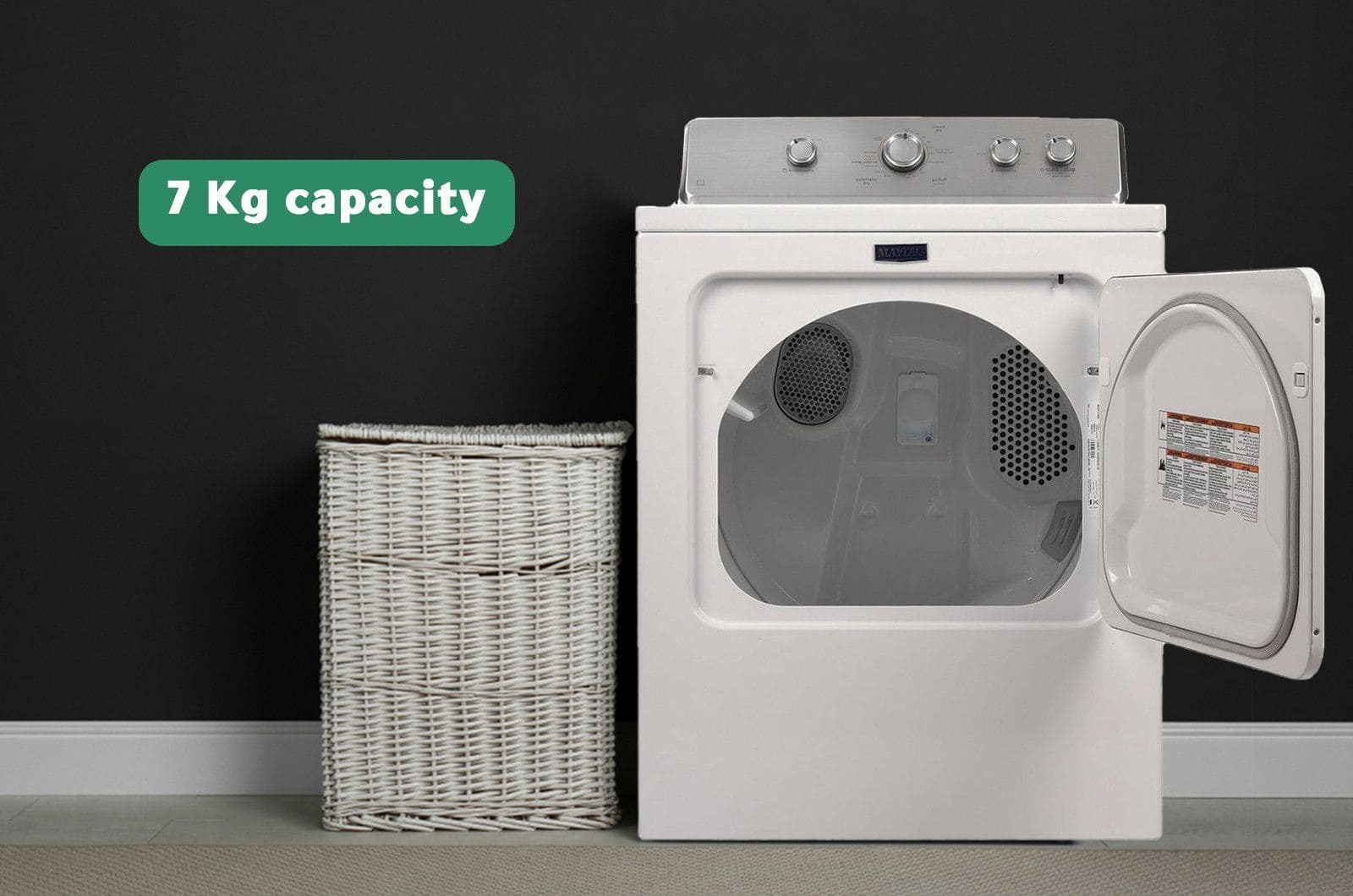 Maytag Dryer Front Load - Air Vented - 7 Kg Drying - 15 Programs - White - 4KMEDC440JW 2 4KMEDC440JWeng 2
