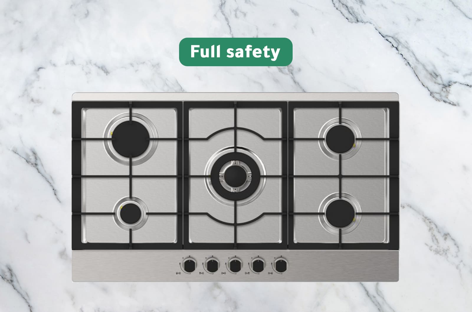 Midea Gas Cooker - 5 Burners With Automatic Ignition - grey - 90 cm 1 90SQ005eng 1