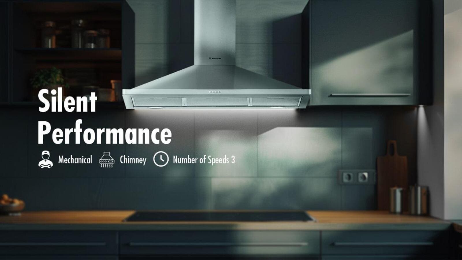 Ariston Built-in Chimney Hood | 90 CM | 3 Speeds | Stainless Steel 2 AHPN9.7FLMX1eng 2