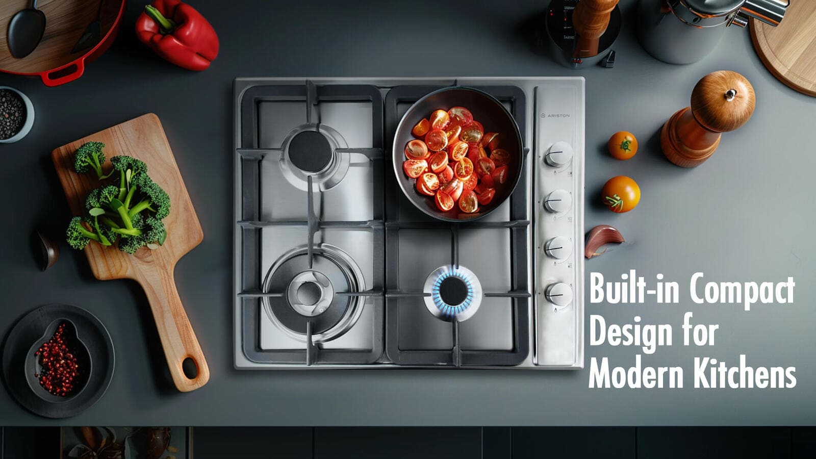 Ariston Gas Stove - 4 Burners - grey - 60×60 cm 2 AM64T0GMIXSAeng 2