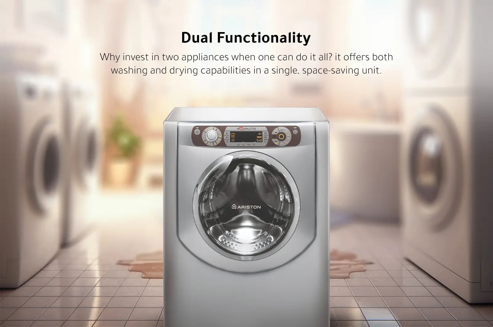 Ariston Washer and Dryer Front Load - 11 Kg Washing & 7 Kg Drying - 16 Programs - Inox - AQD1170D49X60HZ 1 AQD1170D49X60HZeng 1