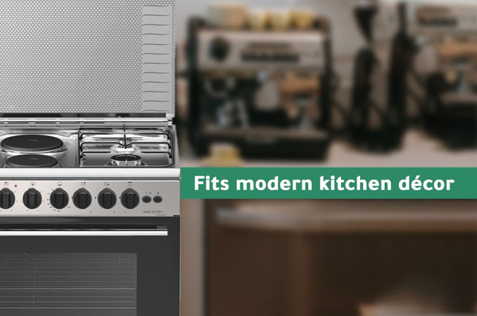 Bombani Gas and Electric Cooker Stainless Steel - 119 L - 4 Burners & 2 Hot Plates - Silver - ESSENTIAL90GG42IX 1 ESSENTIAL90GG42IXeng 1