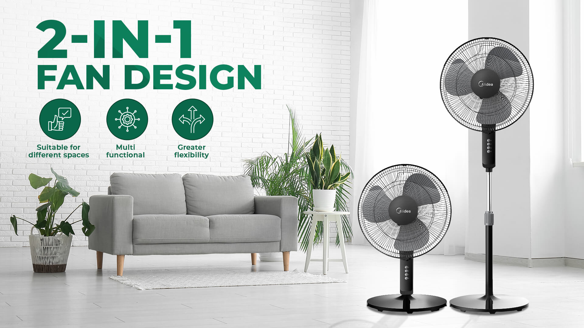 Midea Stand Fan - 3 Speeds - Black - FS4019K 2 FS4019Keng 3