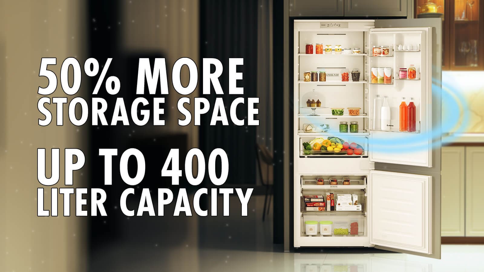 Ariston Built-In No Frost Fridge-Freezer – 400L 13.9 Cubic Feet - HASP70T111DF 1 HASP70T11160HZeng 1