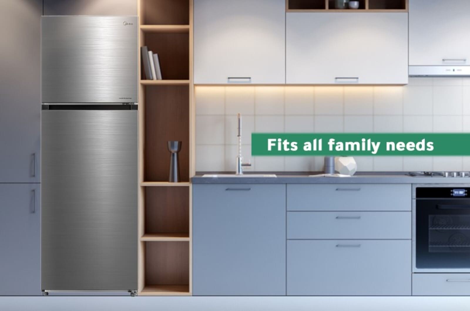 Midea Refrigerator - Double Door - 12 Cubic Feet - Silver - HD468FWEN 2 HD468FWENeng 2