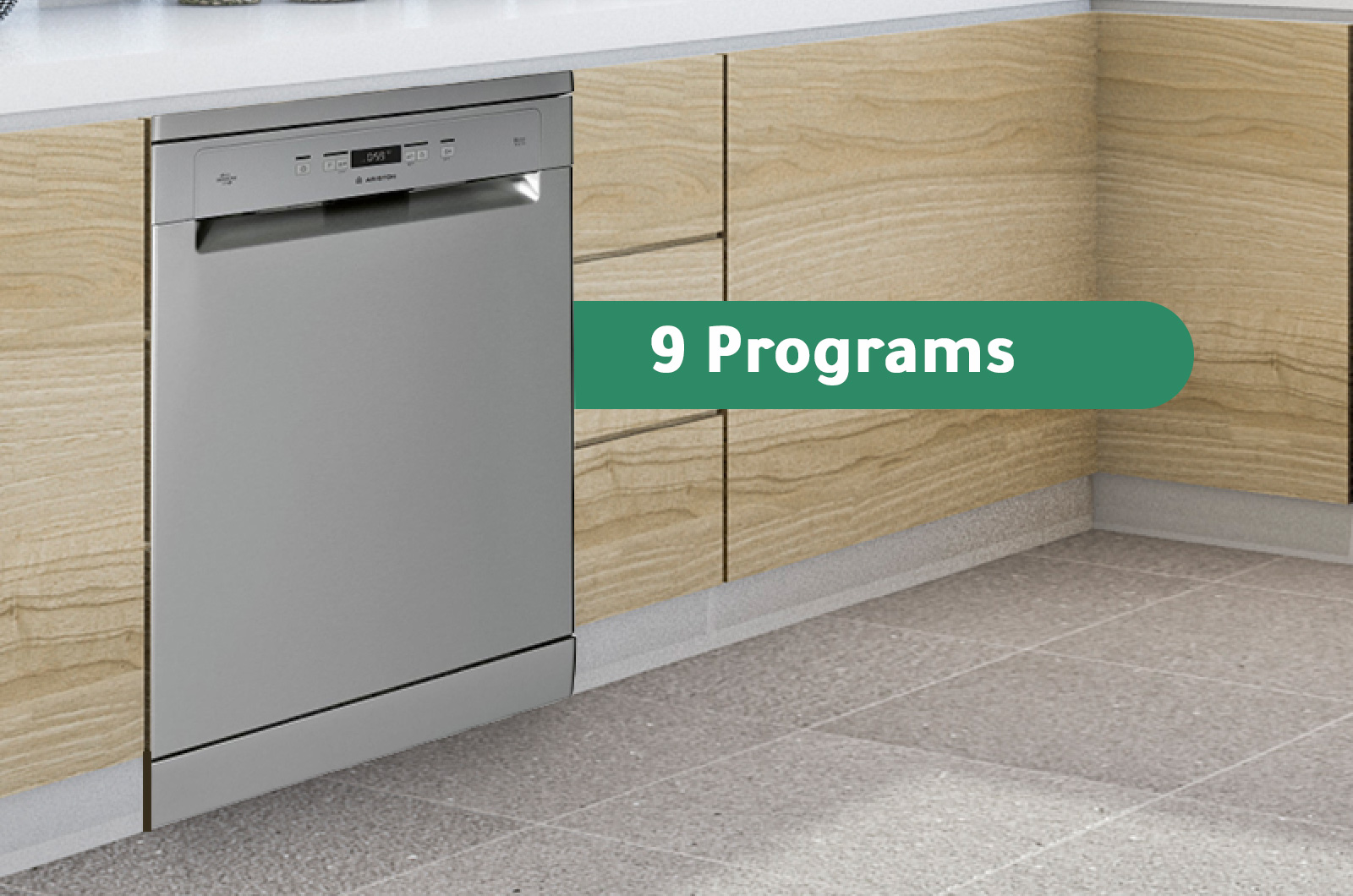 Ariston Dishwasher - 9 Programs - 14 Place Settings - Grey - LFC3T132WX60HZ 2 LFC3T132WX60HZeng 2