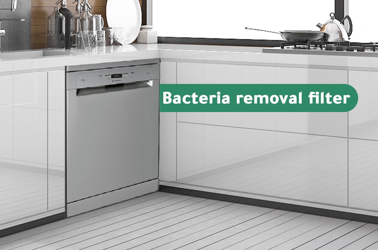 Ariston Dishwasher - 9 Programs - 14 Place Settings - Grey - LFC3T132WX60HZ 3 LFC3T132WX60HZeng 3