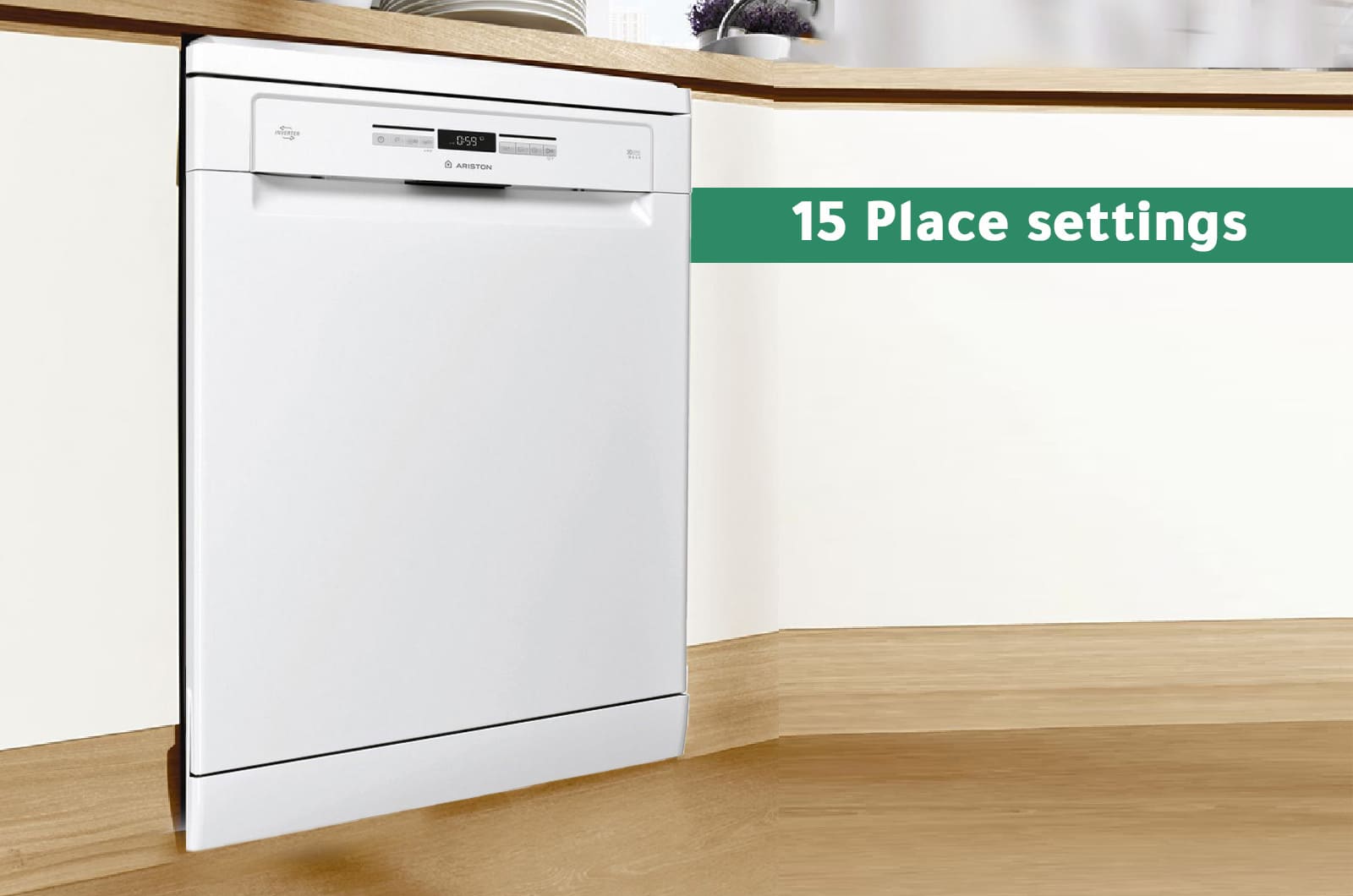 Ariston Dishwasher - 10 Programs - 15 Place Settings - White - LFO3P31WL60HZ 3 LFO3P31WL60HZeng 3