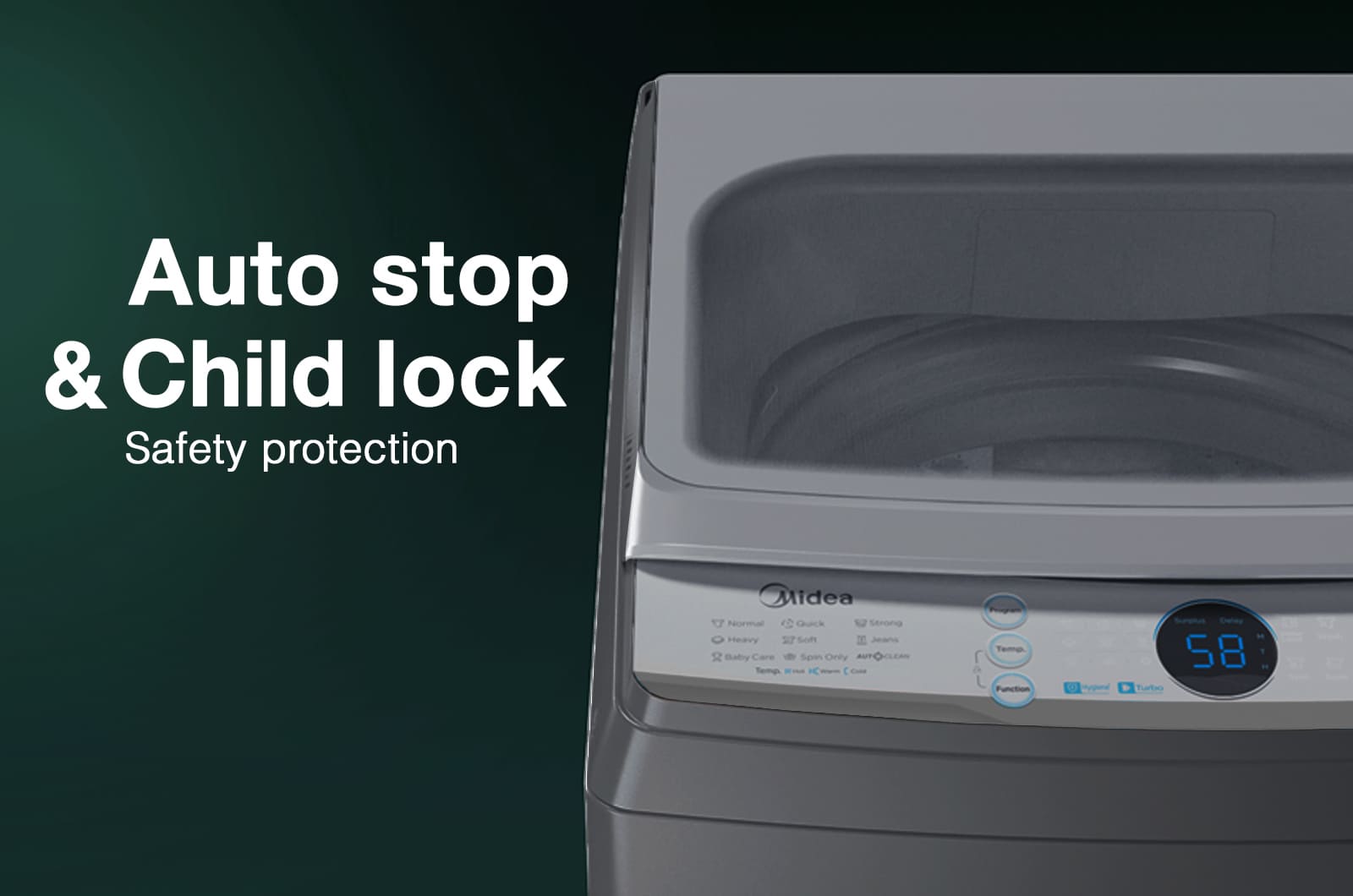 Midea Washer Top Load - 8 Kg Washing - 8 programs - grey - MA200W80SSA 2 MA200W80SSAeng 2