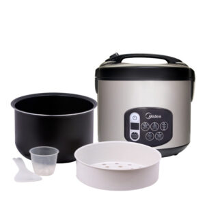 The Midea rice cooker features an easy-to-use single control knob with a secure closing lid with a keep-cool handle. This ensures the freshest and best tasting rice ever! This rice cooker features a durable non-stick inner cooking pot that makes cleaning easy.