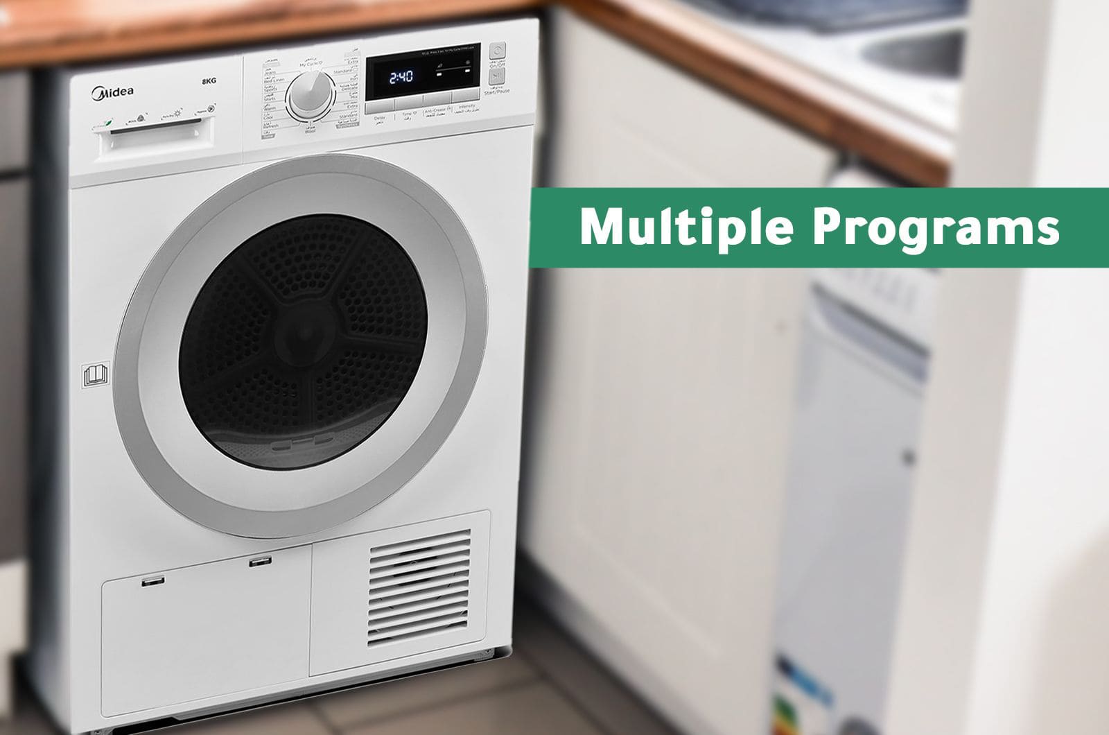 Midea Dryer Front Load - Condensing - 8 Kg Drying - 16 Programs - White - MDG80C 3 MDG80CENG 3