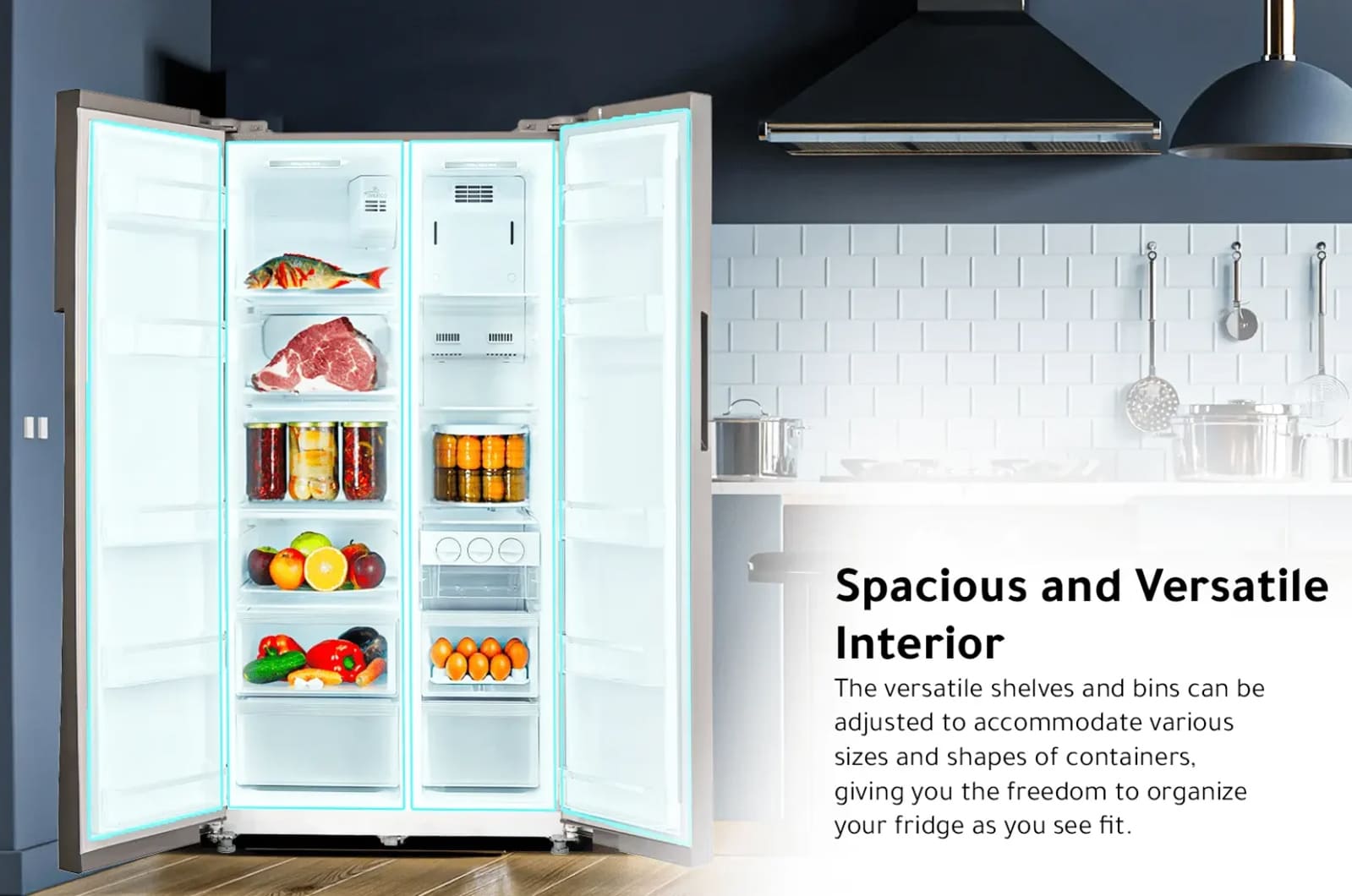 Midea Refrigerator - Side By Side - 18 Cubic Feet - Inverter - Silver - MDRS710FGU50D 2 MDRS710FGU50DEng 2