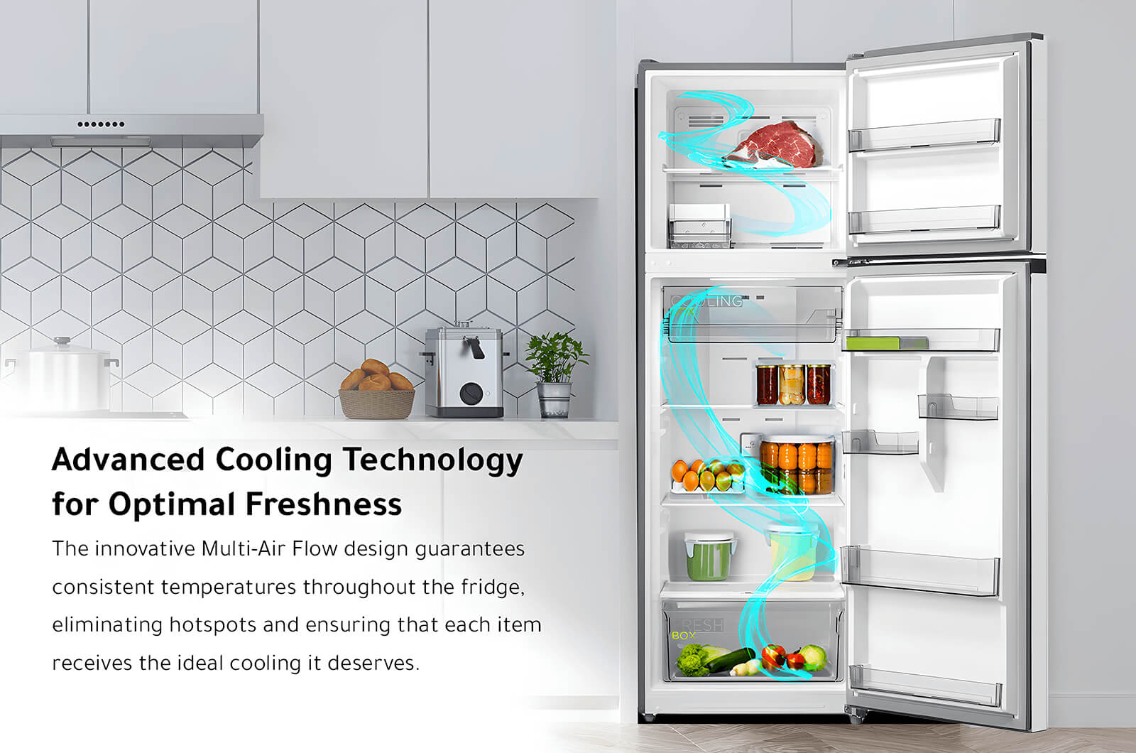 Midea Refrigerator - Double Door - 12 Cubic Feet -White - MDRT489MTU01 1 MDRT489MTU01 1eng