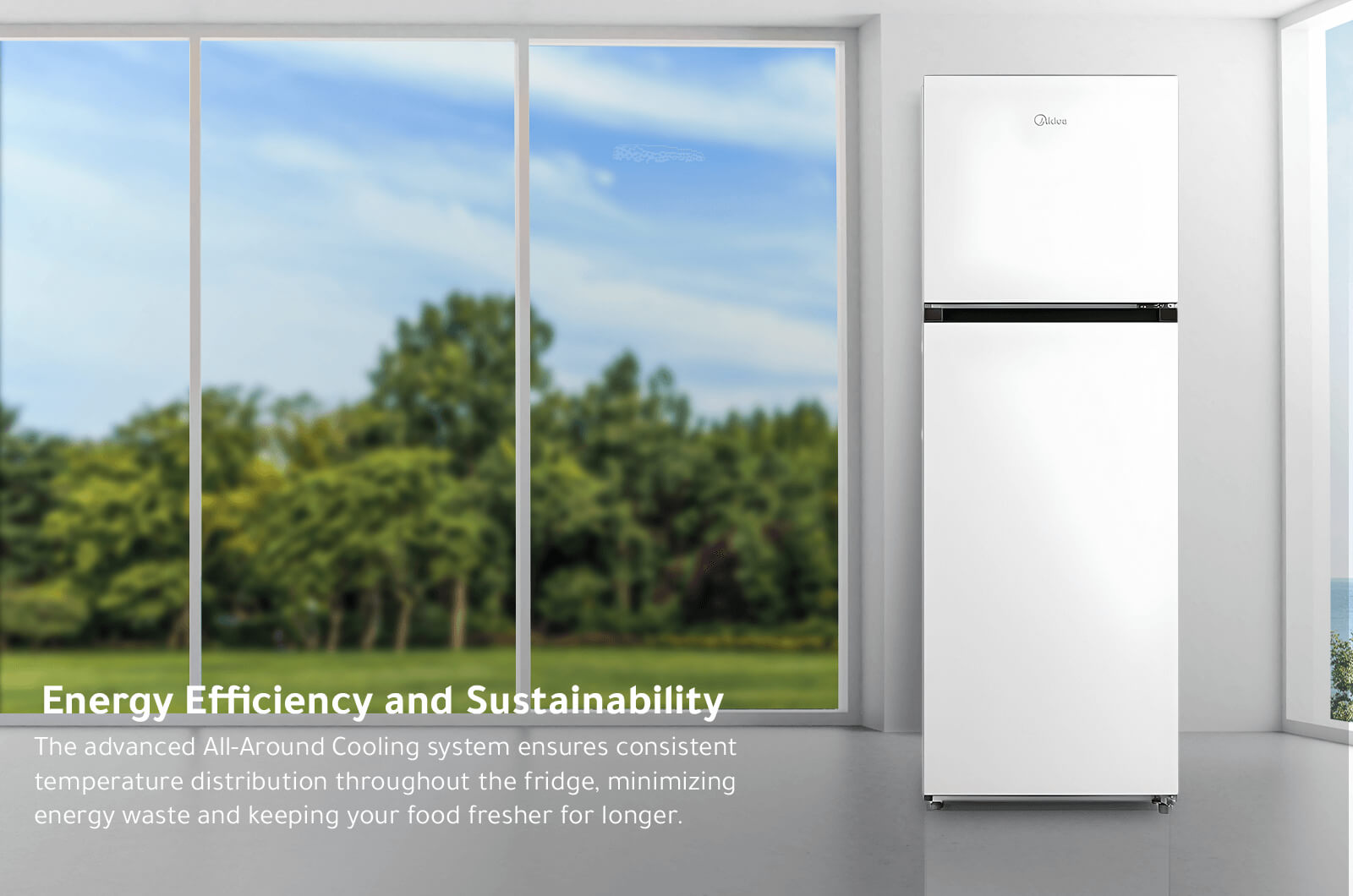Midea Refrigerator - Double Door - 12 Cubic Feet -White - MDRT489MTU01 3 MDRT489MTU01 3eng