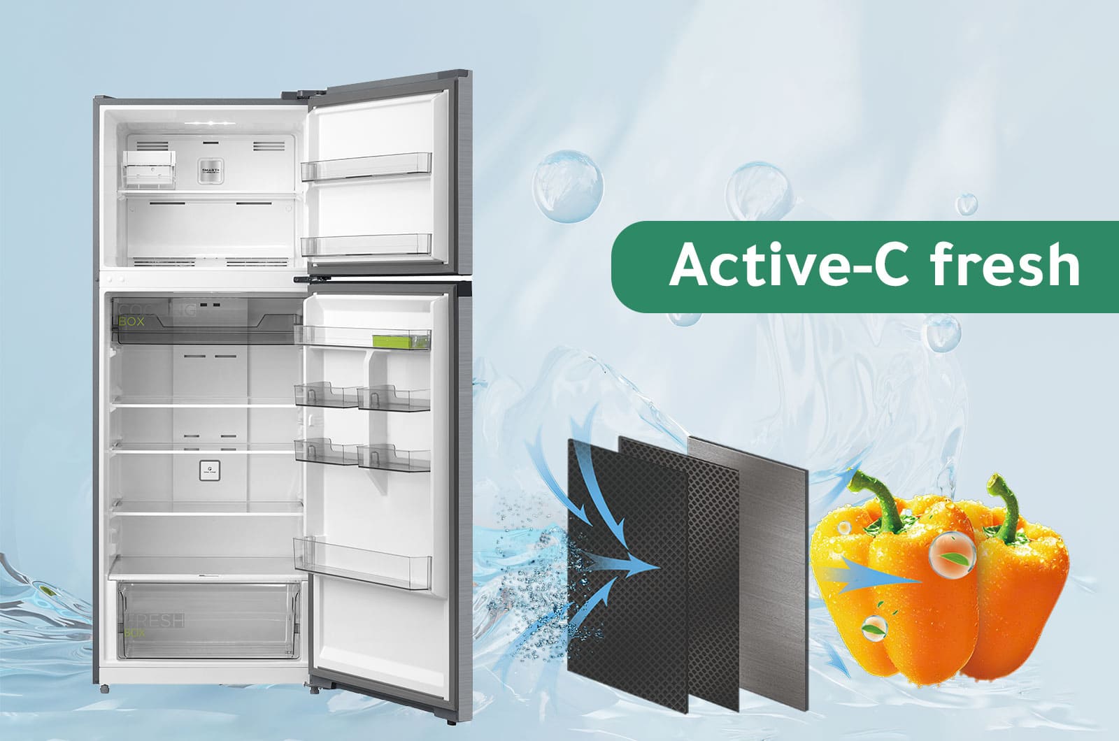 Midea Refrigerator - Double Door - 16.4 Cubic Feet - Inverter - Silver - MDRT645MTU46SAD 2 MDRT645MTU46SADeng 2