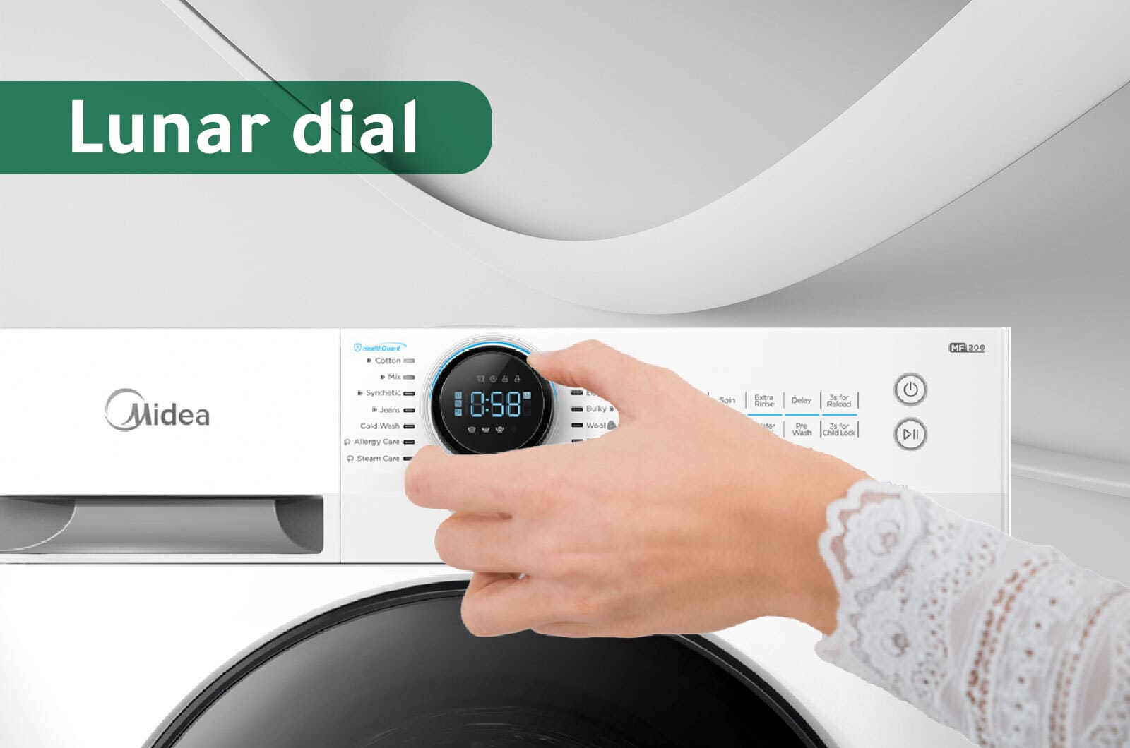 Midea Washer Front Load - 10 kg Washing - 14 Programs - White - MF200W100WWSA 1 MF200W100WWSAeng 1
