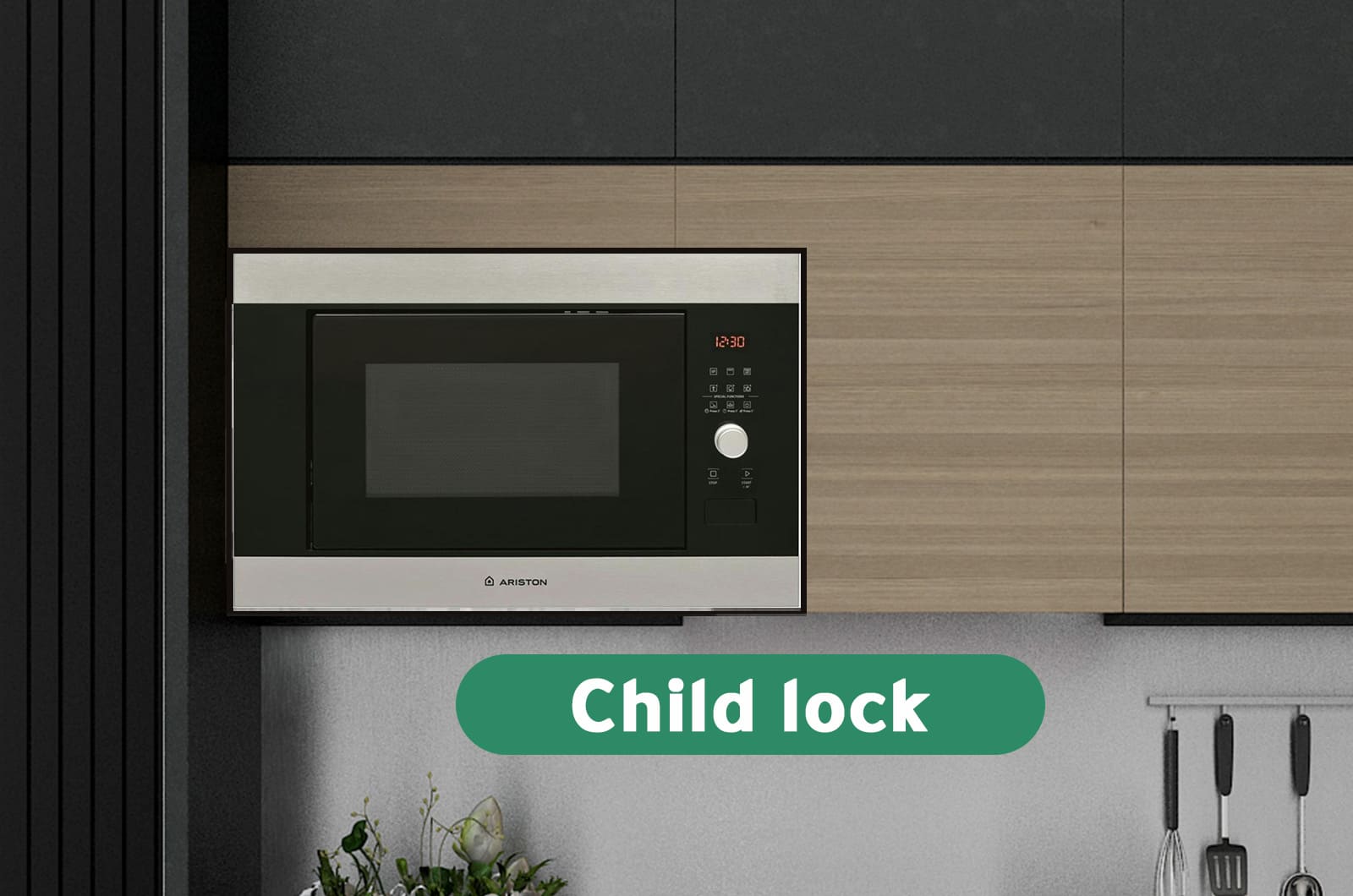 Ariston Built-in Microwave Oven With Grill - 25 Liters - grey - 59.5x40 cm 3 MF25GIXA60HZeng 3