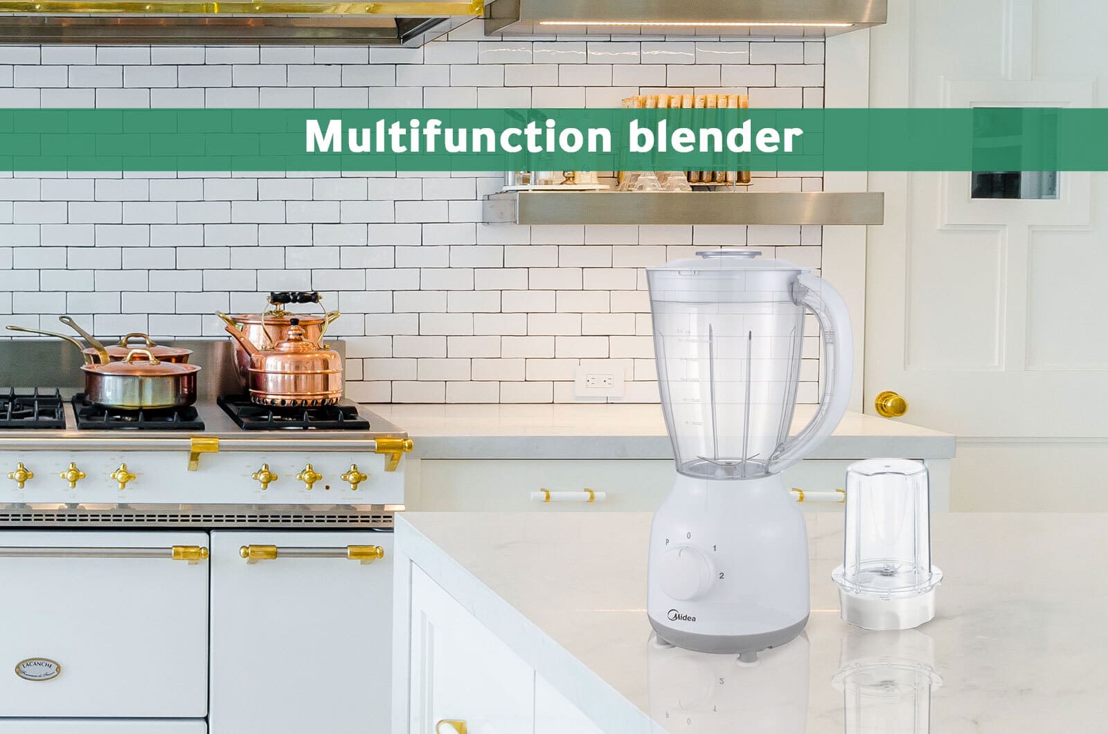 Midea Blender 2 Speeds - 1.5 Liters with Grinder - 350 watt - White 1 MJ BL40G1eng 1