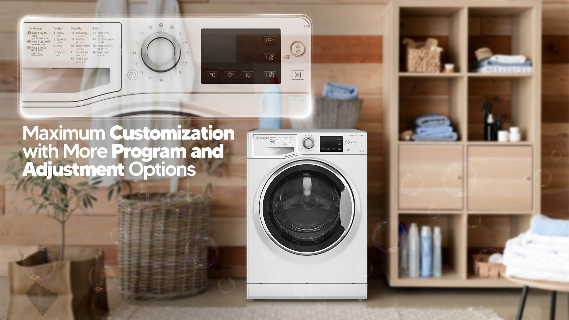 Ariston Washer and Dryer Front Load - 9 Kg Washing & 6 Kg Drying - 16 Programs - White - NDB96SEX60HZ 1 NDB96SEX60HZ EN 01