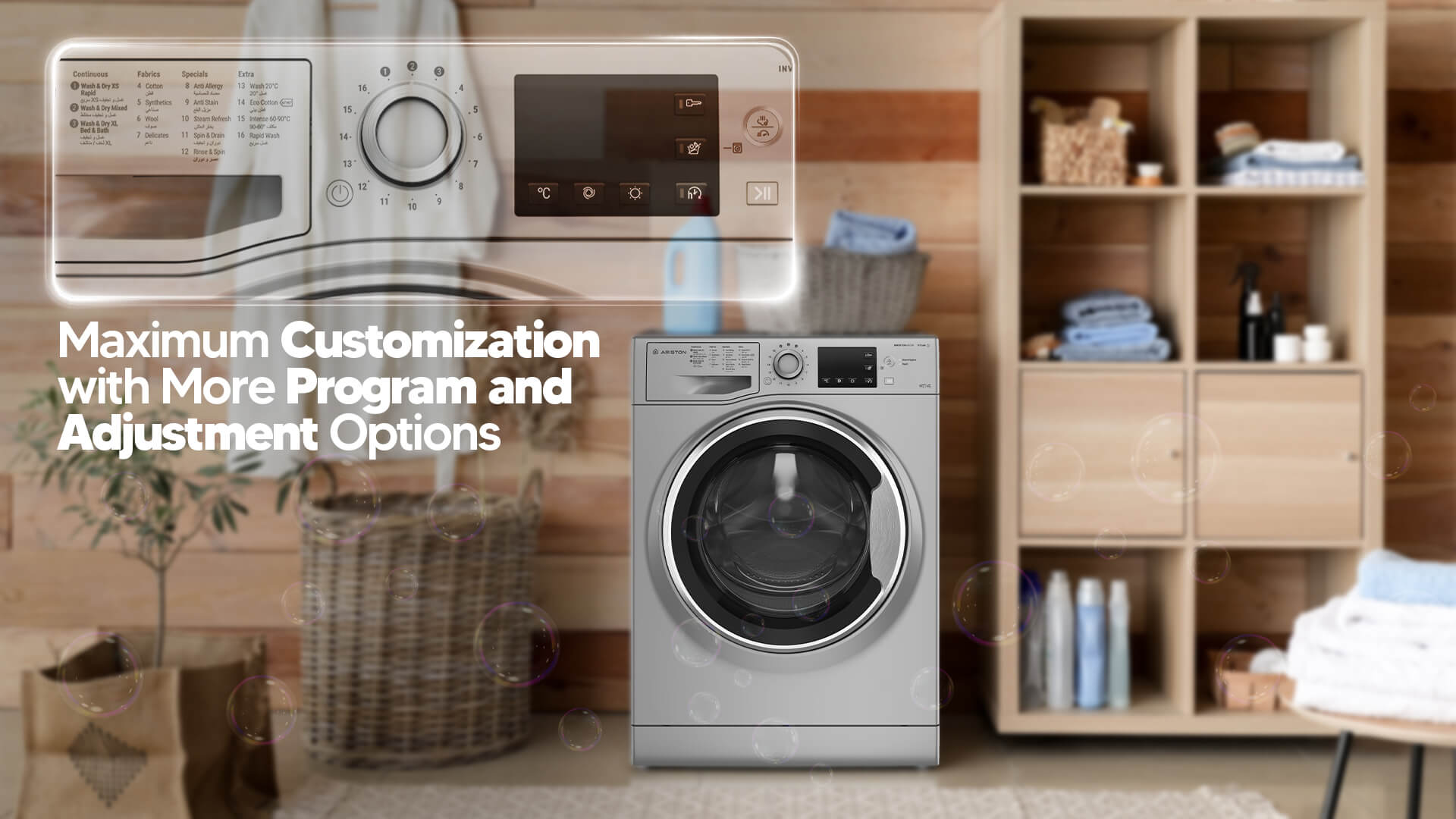 Ariston Washer and Dryer Front Load - 9 Kg Washing & 6 Kg Drying - 16 Programs - Silver - NDB96SSEX60HZ 1 NDB96SSEX60HZ EN 01