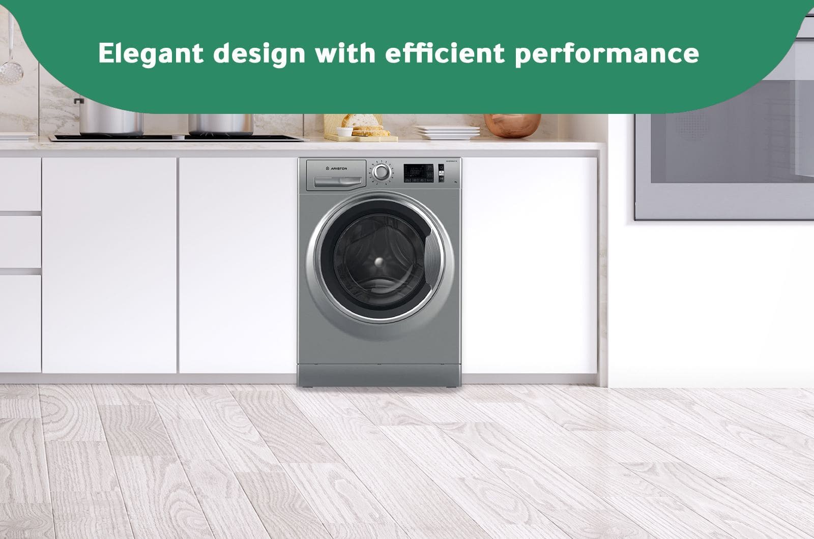 Ariston Washer Front Load - 9 Kg Washing - 15 programs - Silver - NLM11946SCA60HZ 2 NLM11946SCA60HZeng 2