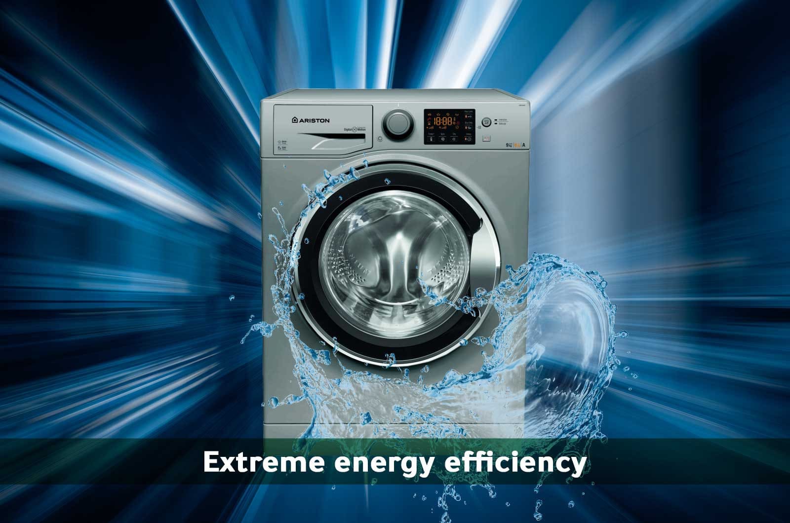 ِAriston Washer and Dryer Front Load - 9 Kg Washing & 6 Kg Drying - 16 Programs - Silver - RDPG96207SX60HZ 1 RDPG96207SX60HZeng 1