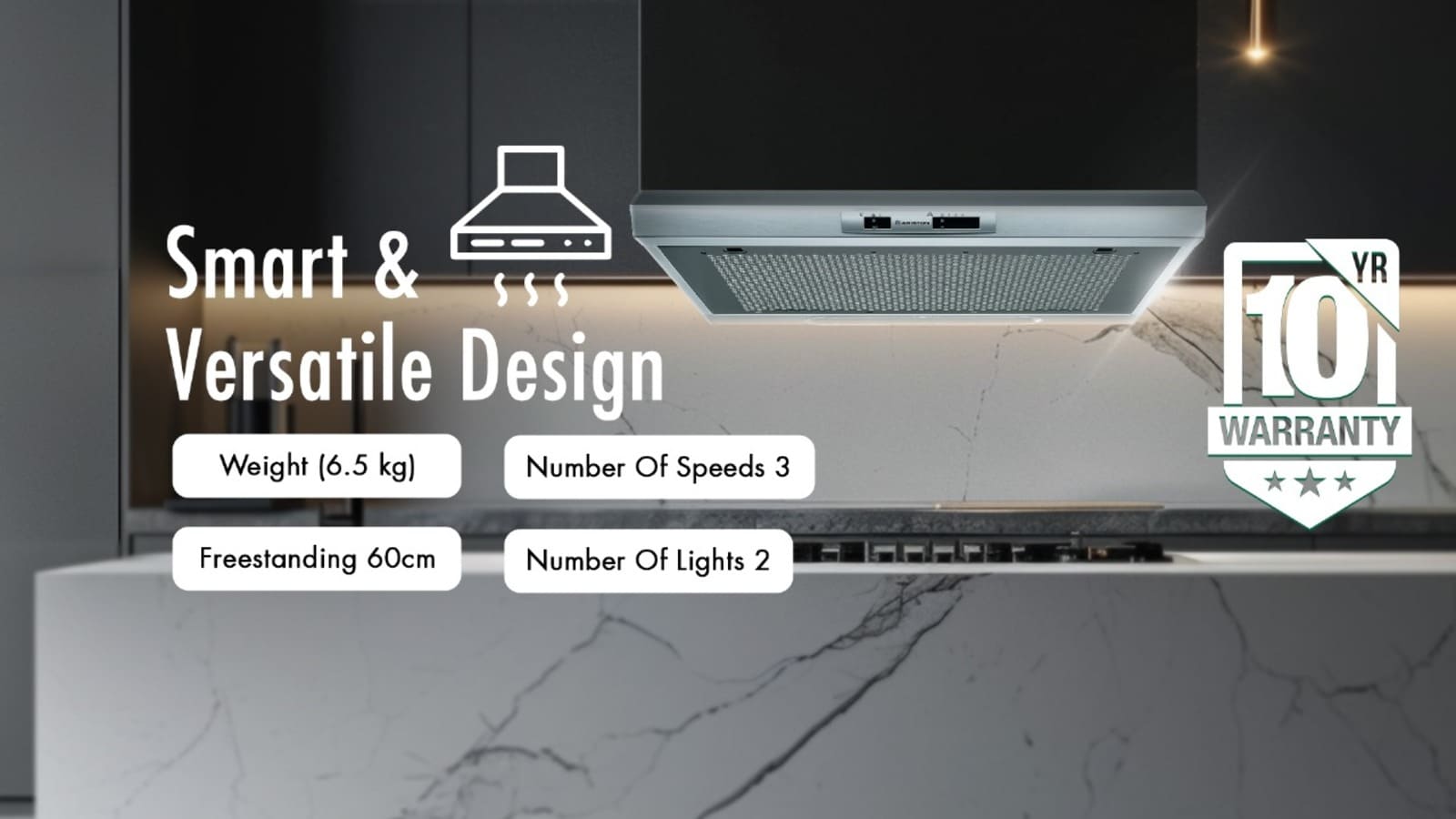 Ariston Freestanding Slider Hood Convertible 3 Speeds 60 Cm Inox 1 SL161LPIXeng 1