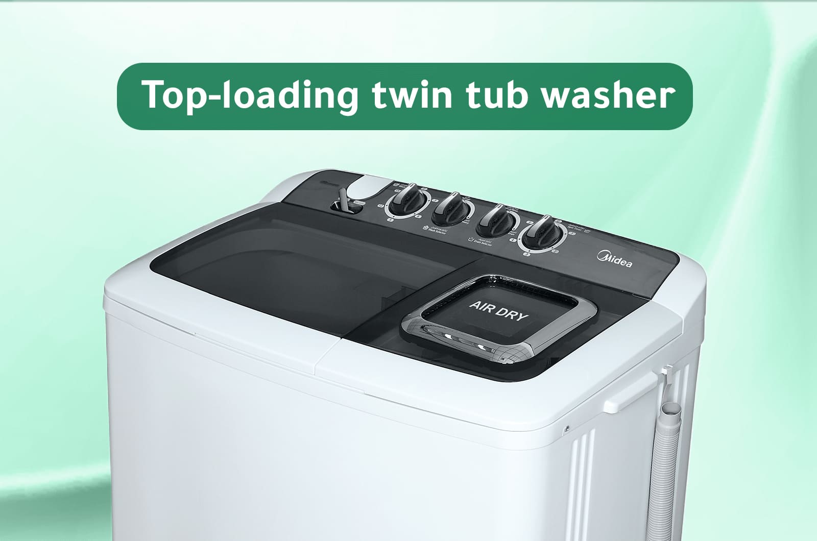 Midea Washer Top Load - Twin-Tub -10 Kg Washing & 4.6 Kg Drying - 3 Programs - White - TW100ADNB 1 TW100ADNBeng 1