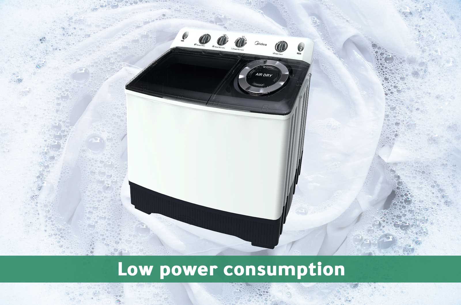 Midea Washer Top Load - Twin-Tub - 14 Kg Washing & 10 Kg Drying - 3 Programs - White - TW140ADNB 3 TW140ADNBeng 3