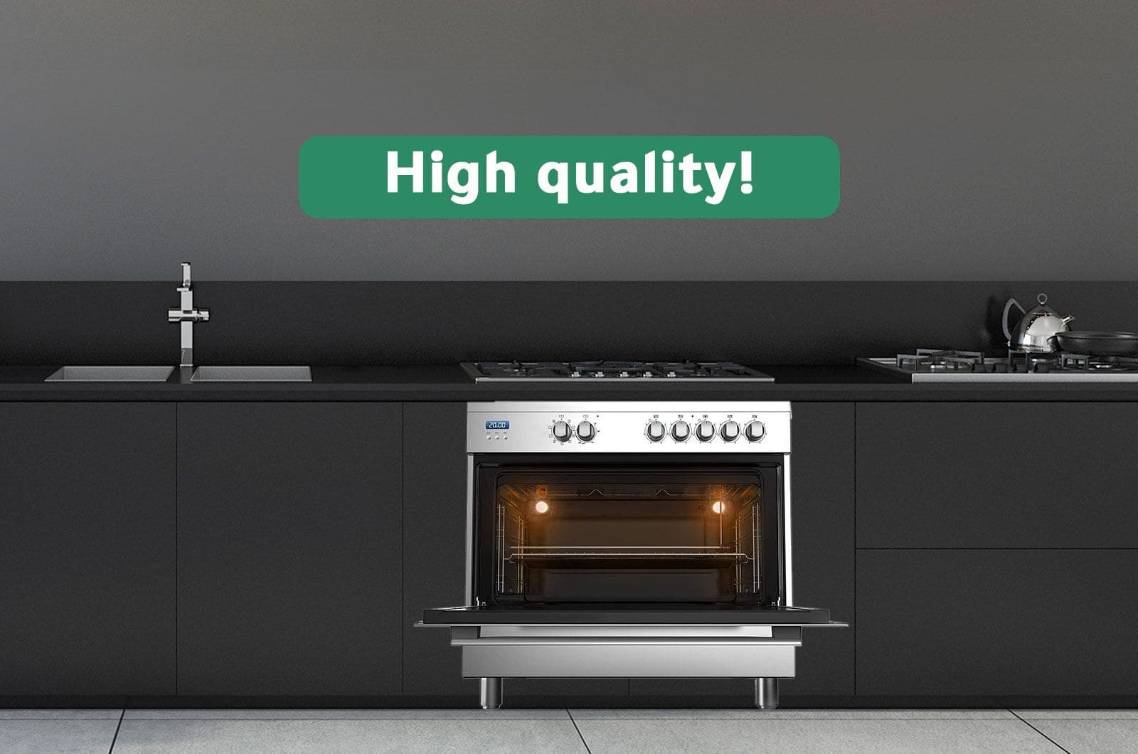 Midea Electric Cooker Ceramic - 109 L - 5 Hot Plates - Grey - VSVC96048 1 VSVC96048eng 1