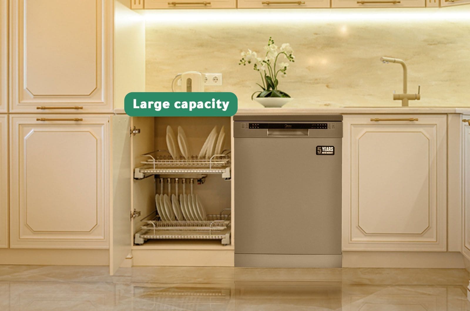 Midea Dishwasher - 6 Programs -12 Place Settings - Silver - WQP125201CSEG 1 WQP125201CSEGeng 1