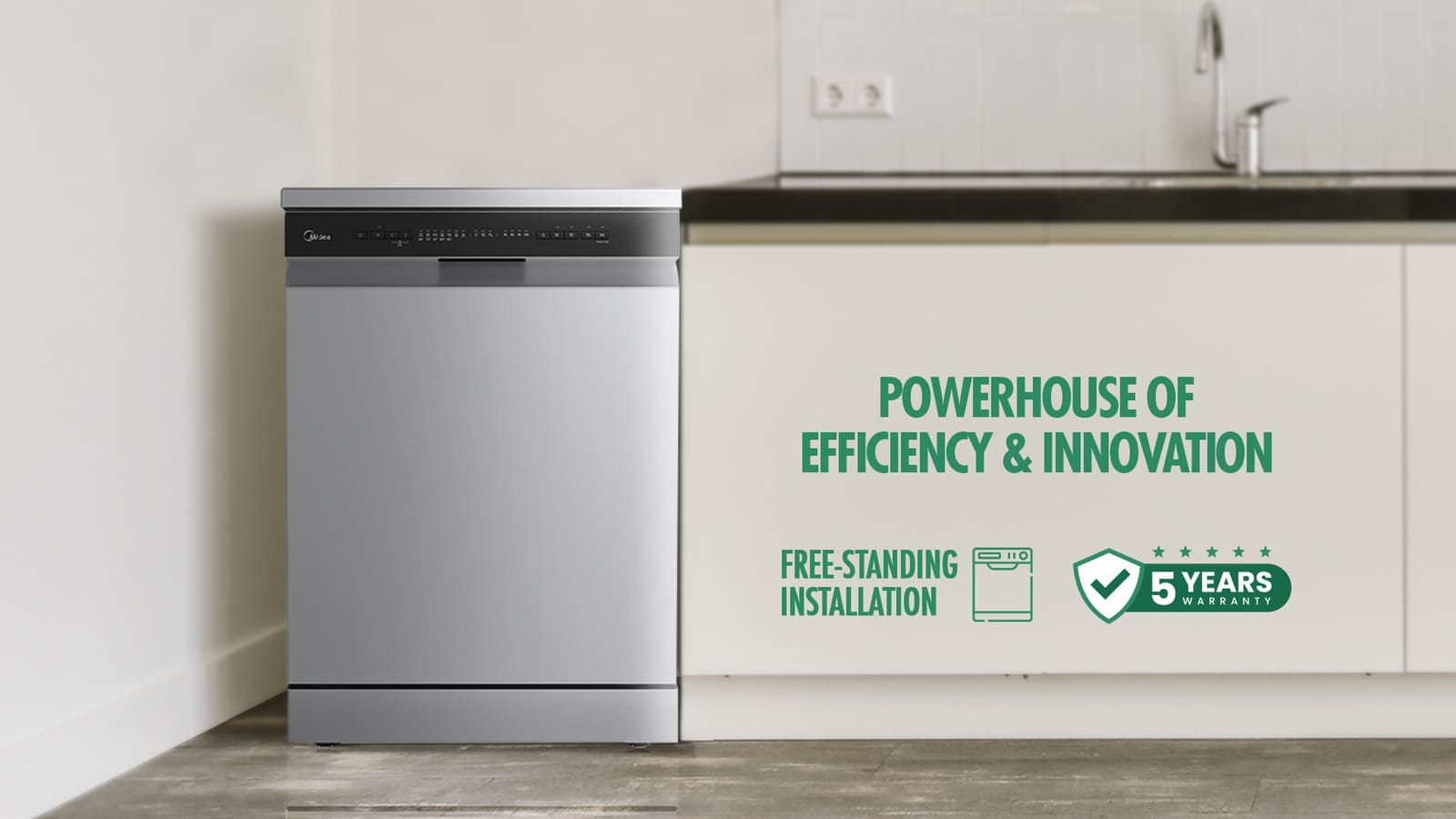 Midea Dishwasher - 10 Programs - 14 Place Settings - Silver - WQP14W5233CS 2 WQP14W5233CSeng 2