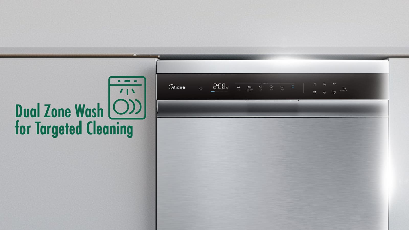 Midea Dishwasher - 9 Programs - 15 Place Settings - Silver - WQP15WU7633GSS 2 WQP15WU7633GSSEng 2