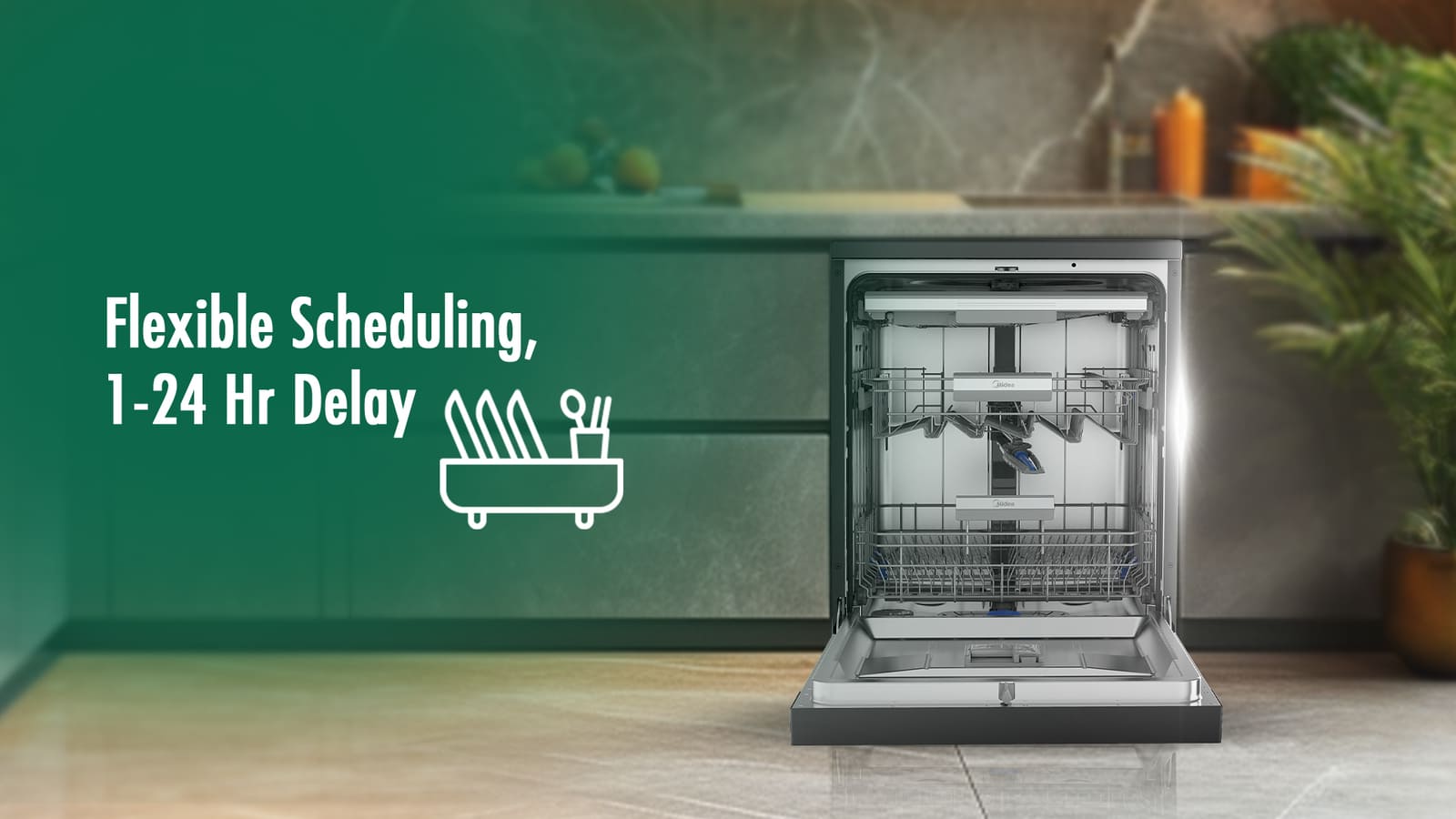 Midea Dishwasher - 9 Programs - 15 Place Settings - Black - WQP15WU7633GURBS 2 WQP15WU7633GURBSeng 2