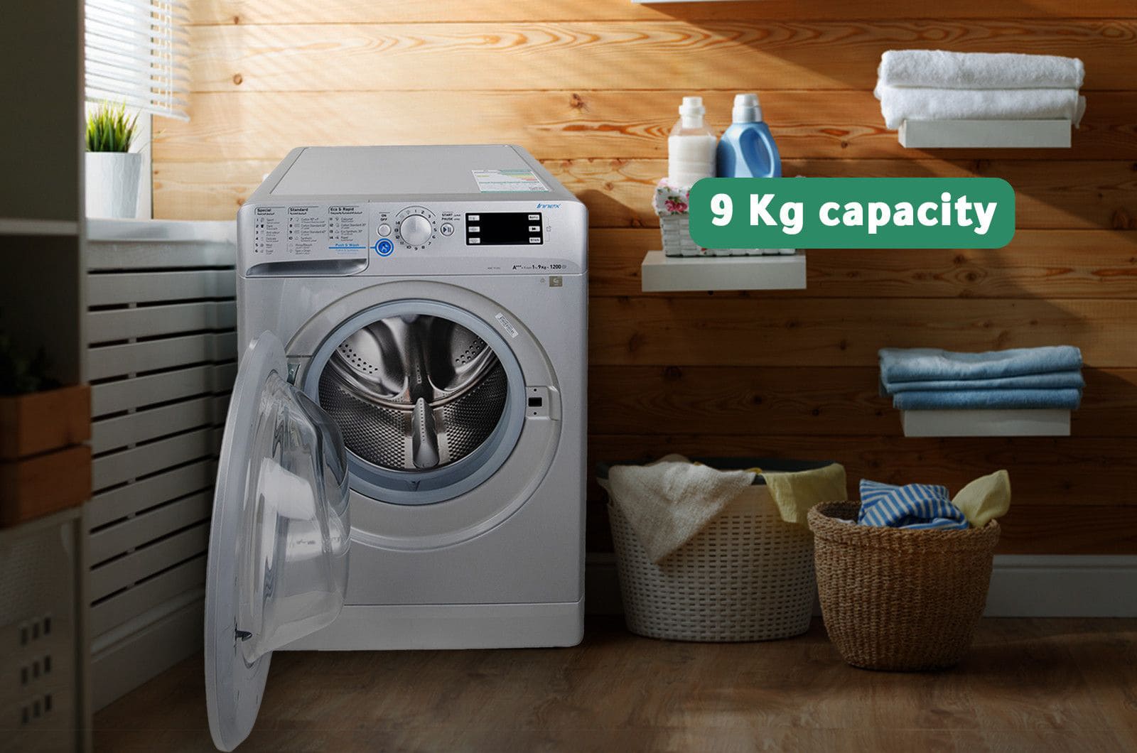 Indesit Washer Front Load - 9 Kg Washing - 16 Programs - White - XWE91283XWSSS 60HZ 1 XWE91283XWSSS 60HZeng 1