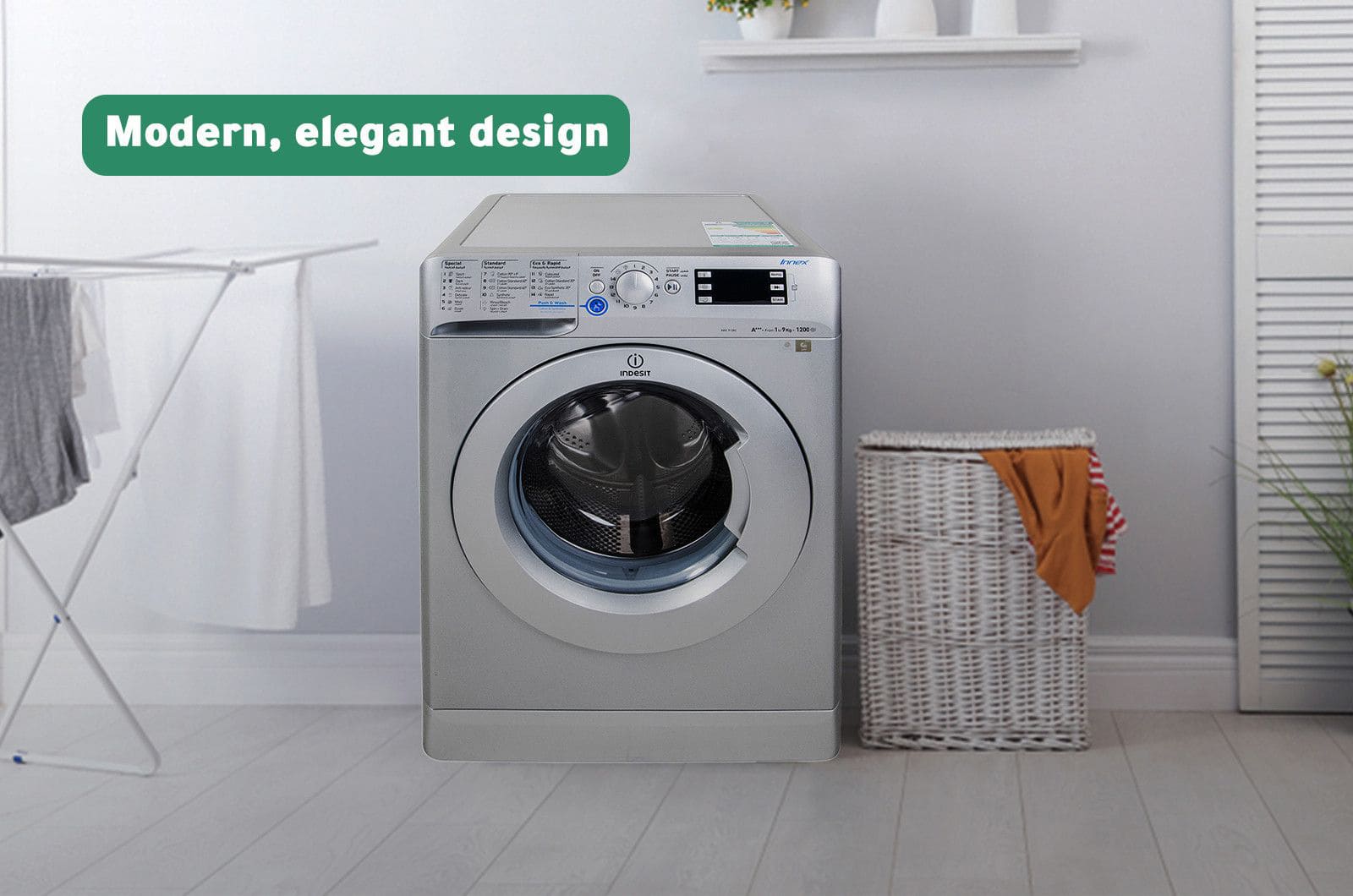Indesit Washer Front Load - 9 Kg Washing - 16 Programs - White - XWE91283XWSSS 60HZ 2 XWE91283XWSSS 60HZeng 2