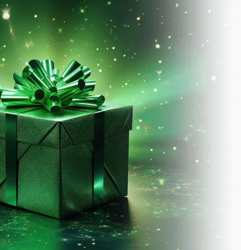 green handmade shiny gift box style vibrant stage backdrops poster large canvas format pho 1