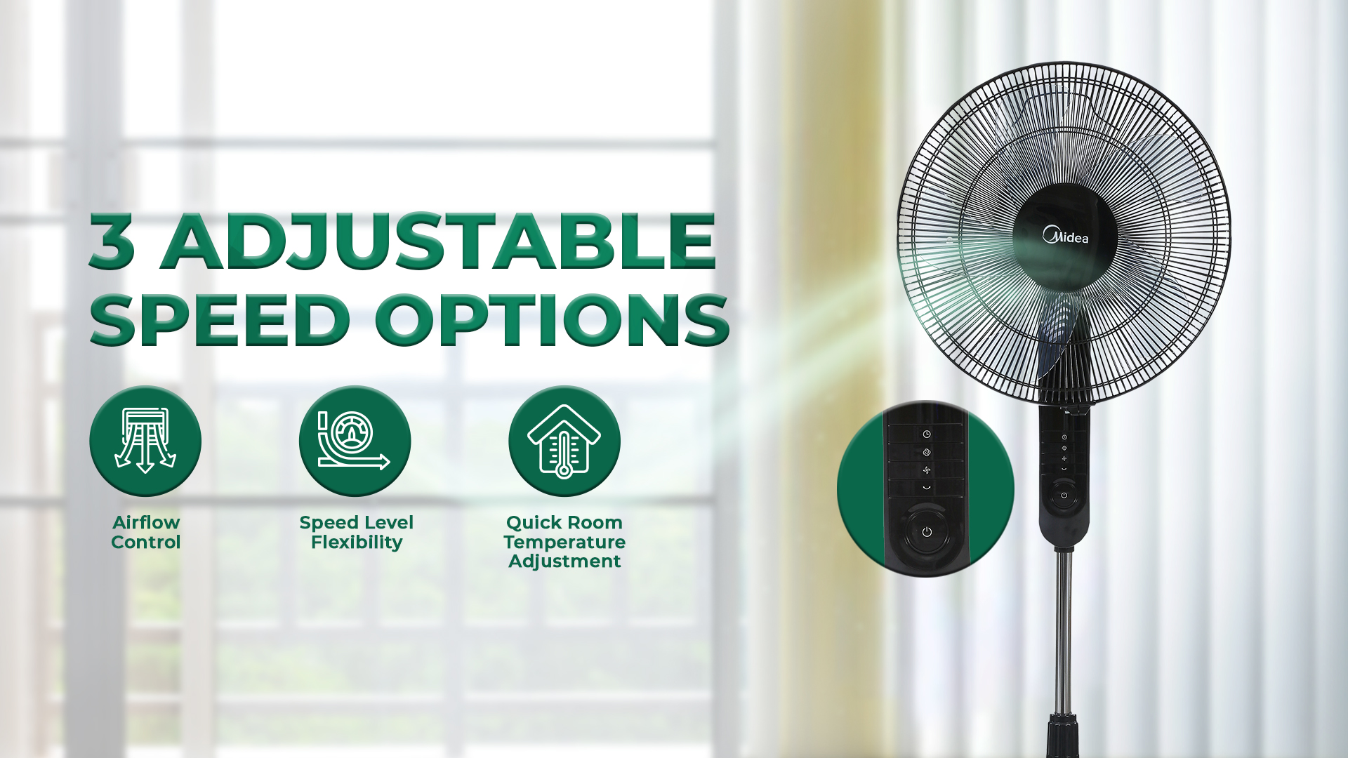 Midea Stand Fan - 3 Speed - Black - FS4015FR 1 image2 24